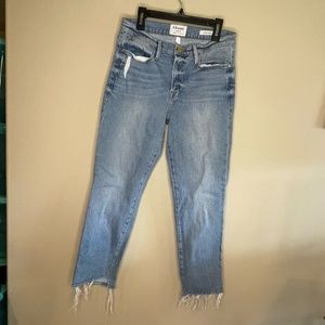 FRAME Denim Le High Straight Raw Jeans Size 27